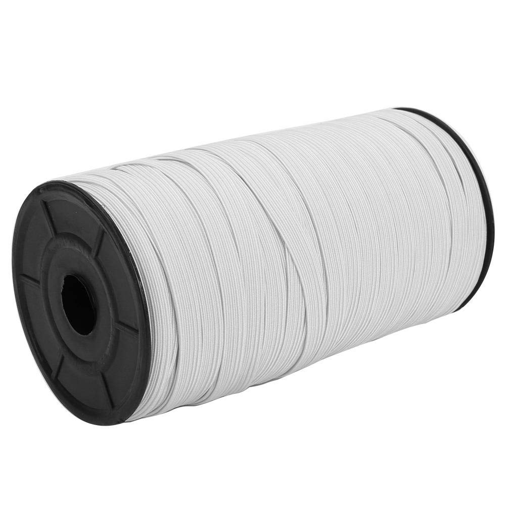 VOBOR Banda Elástica de 8 mm, Artesanía Elástica de 100 Yardas para Ropa DIY (Blanco)