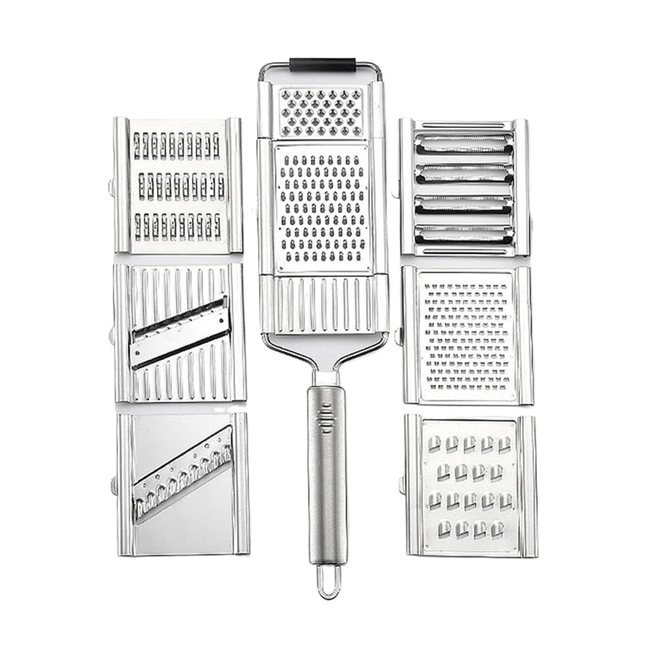 Krajalnica do warzyw, Rozdrabniacz ze stali nierdzewnej Tarka przenośna ręczna krajalnica do warzyw Łatwa w czyszczeniu tarka(7 Blades Set)