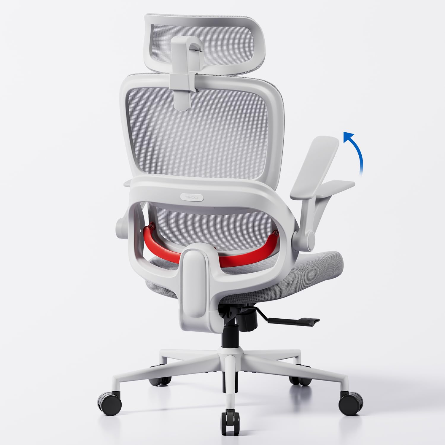 SIHOO B100SE Sedia Ufficio, Seduta Visco, Supporto Lombare Dinamico, Bianco