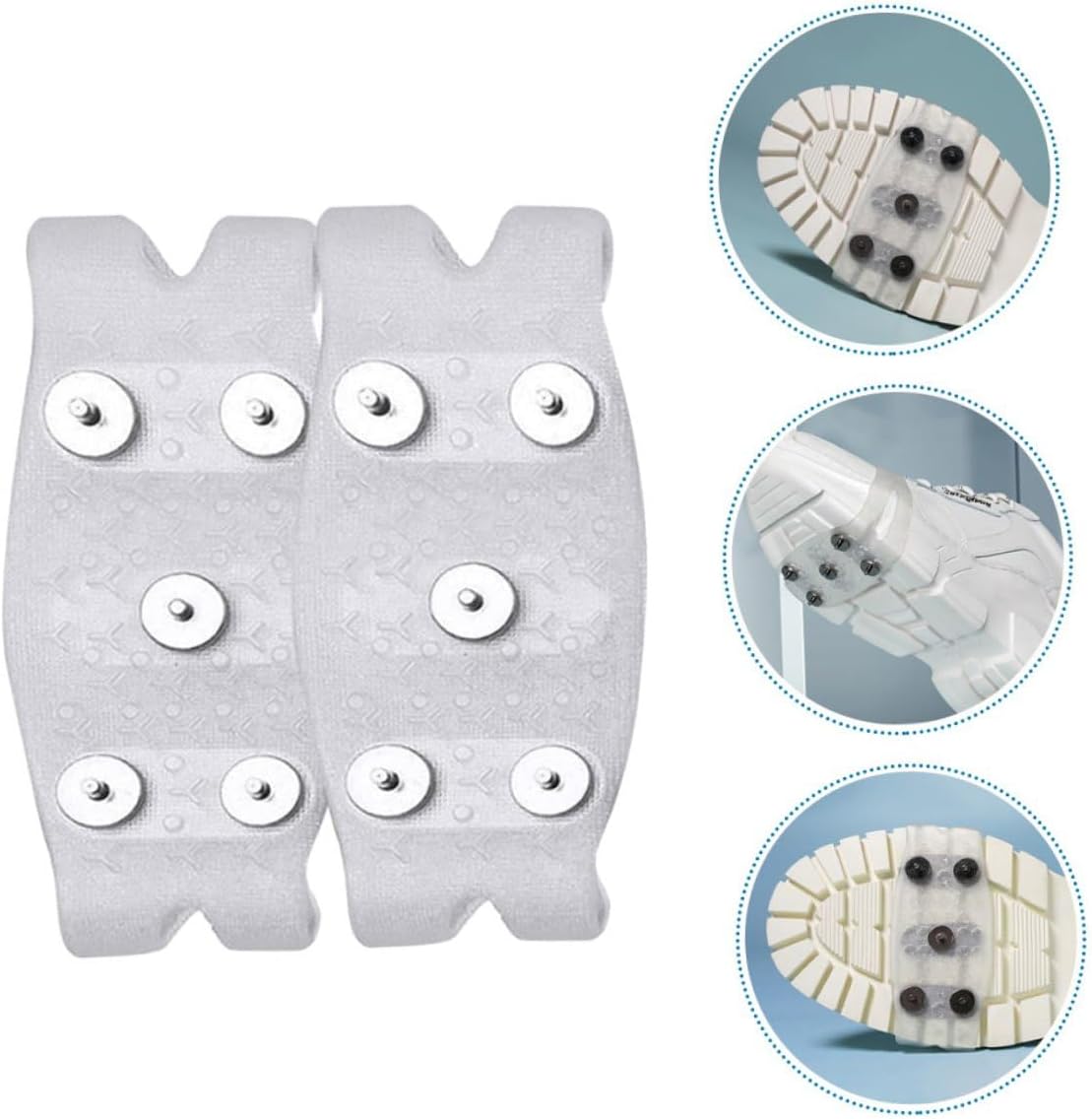 Ice Cleats Shoes Covers with 5 Anti-Slip Spikes Non-Skid Winter Snow Grippers for Boots, Outdoor Climbing Mountaineering Traction Crampon for Men Women (White, Fits US Size 12-14)