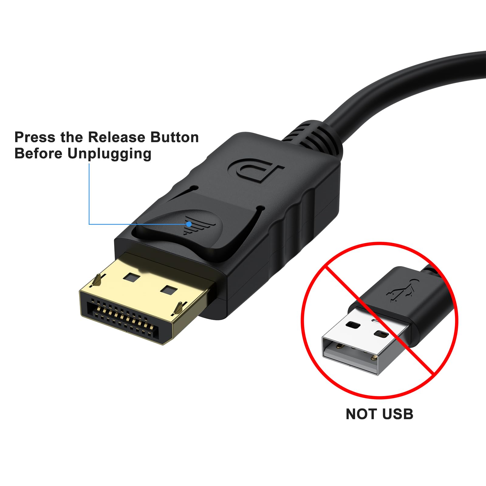 YLK Adaptateur DisplayPort vers VGA 1080P (Mâle vers Femelle) Compatible avec Lenovo, Dell, HP, ASUS, PC, Screen, Projector (Noir)