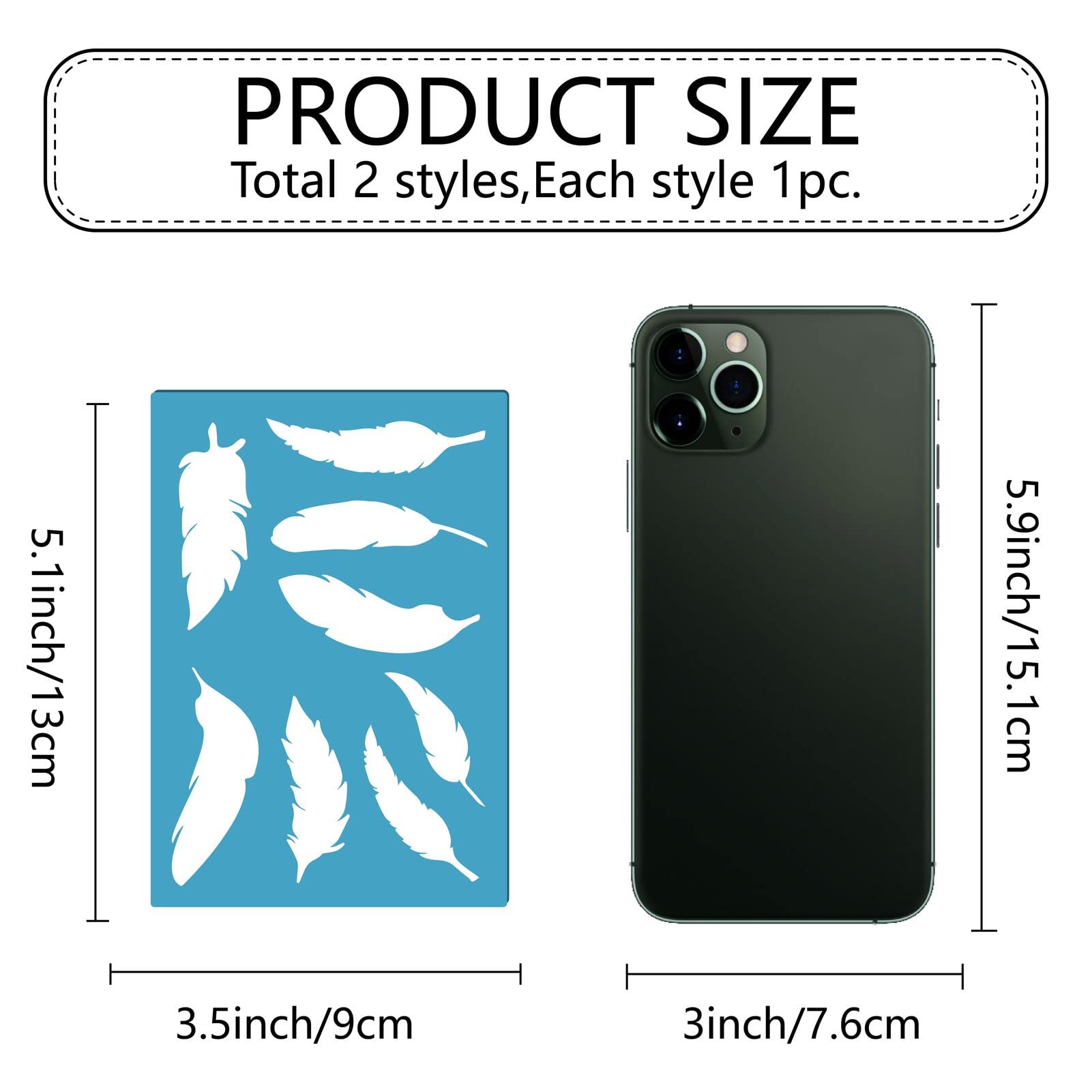 GORGECRAFT 2 Styles Jewelry Shape Template Reusable Earrings Making Plastic Feather Cutouts Cutting Stencil Lapidary Templates for Cabochons Bracelets Earrings Making Jewelry DIY Crafts 5x3.5 inch - Image 2