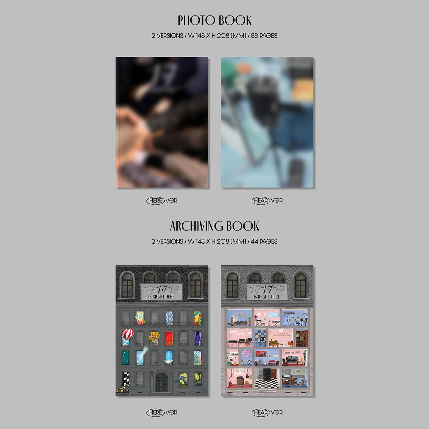 SEVENTEEN - BEST ALBUM [17 IS RIGHT HERE] (HEAR Ver.) Photo Book + Archiving Book + Lylic Book + Photo Book R + Folded Poster + Photocard + Random Photocard + 2 Pin Badges + 4 Extra Photocards