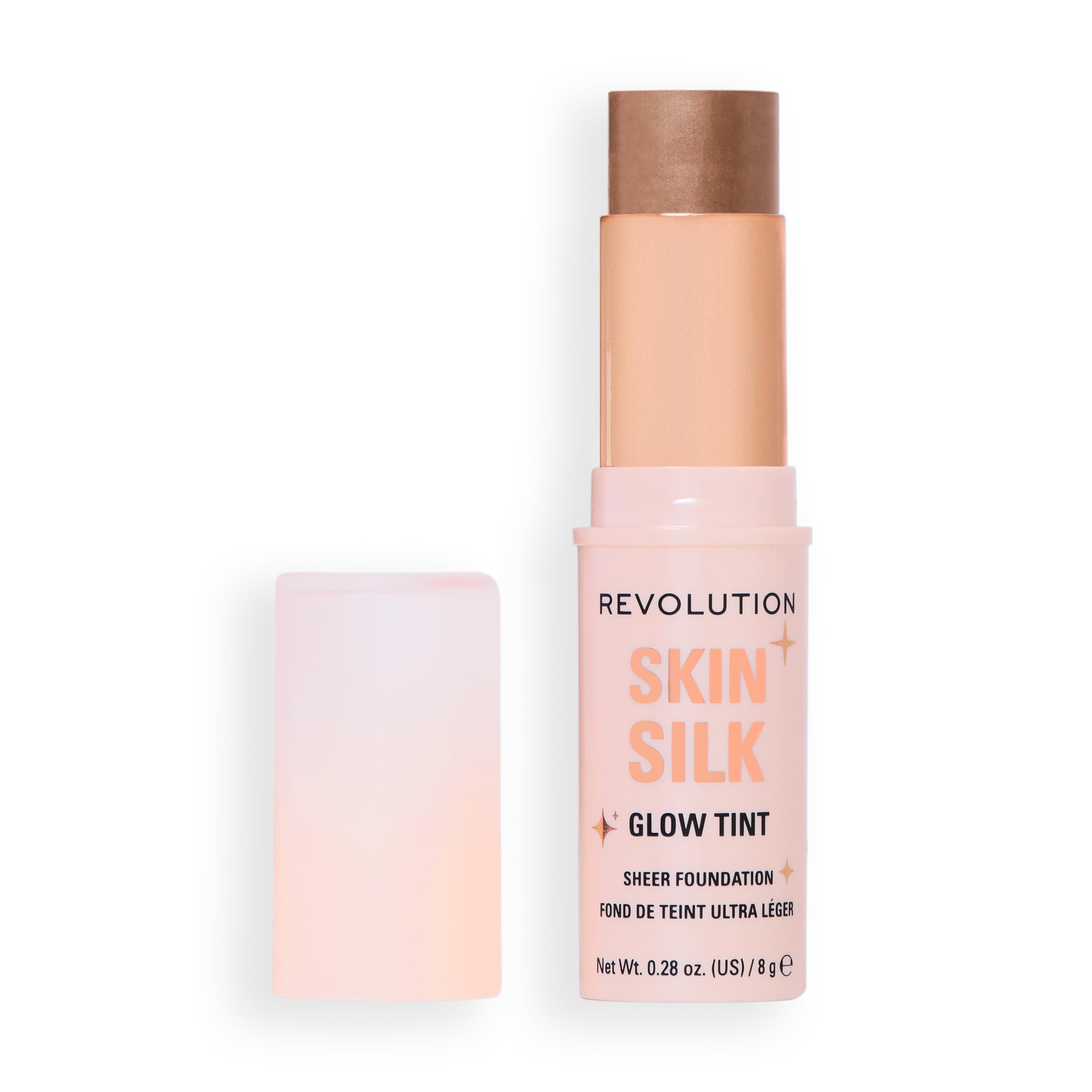 Revolution Skin Silk Glow Tint Transparenter Foundation Stick – Für Strahlende Haut, Kaschiert Unreinheiten & Glättet Feine Linien, Farbton Dark Neutral Warm, 8g