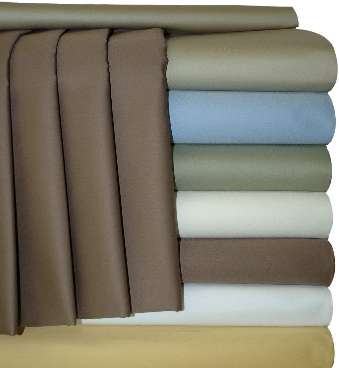 Solid 300-Thread-Count, 100-Percent Cotton, 22-Inch Extra Deep Pocket, Queen Size Bed Sheets Set, Ivory