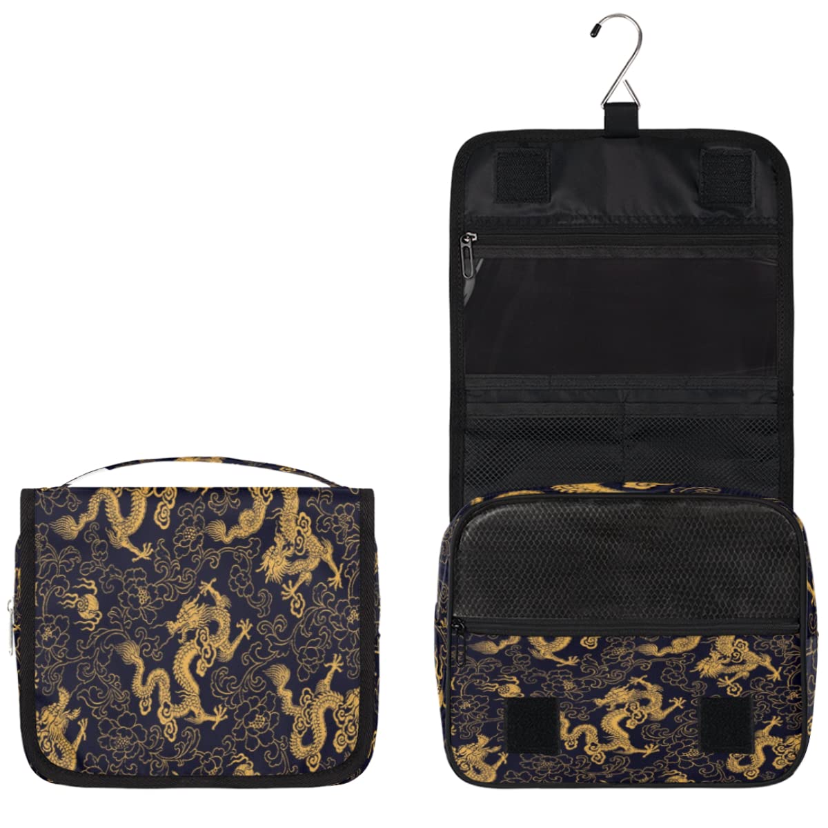 Chiński styl smok podróżna kosmetyczka nadruk smoka torebka do mycia torba unisex wiszące przybory toaletowe kosmetyczne organizer do makijażu, wielobarwny, Jeden rozmiar