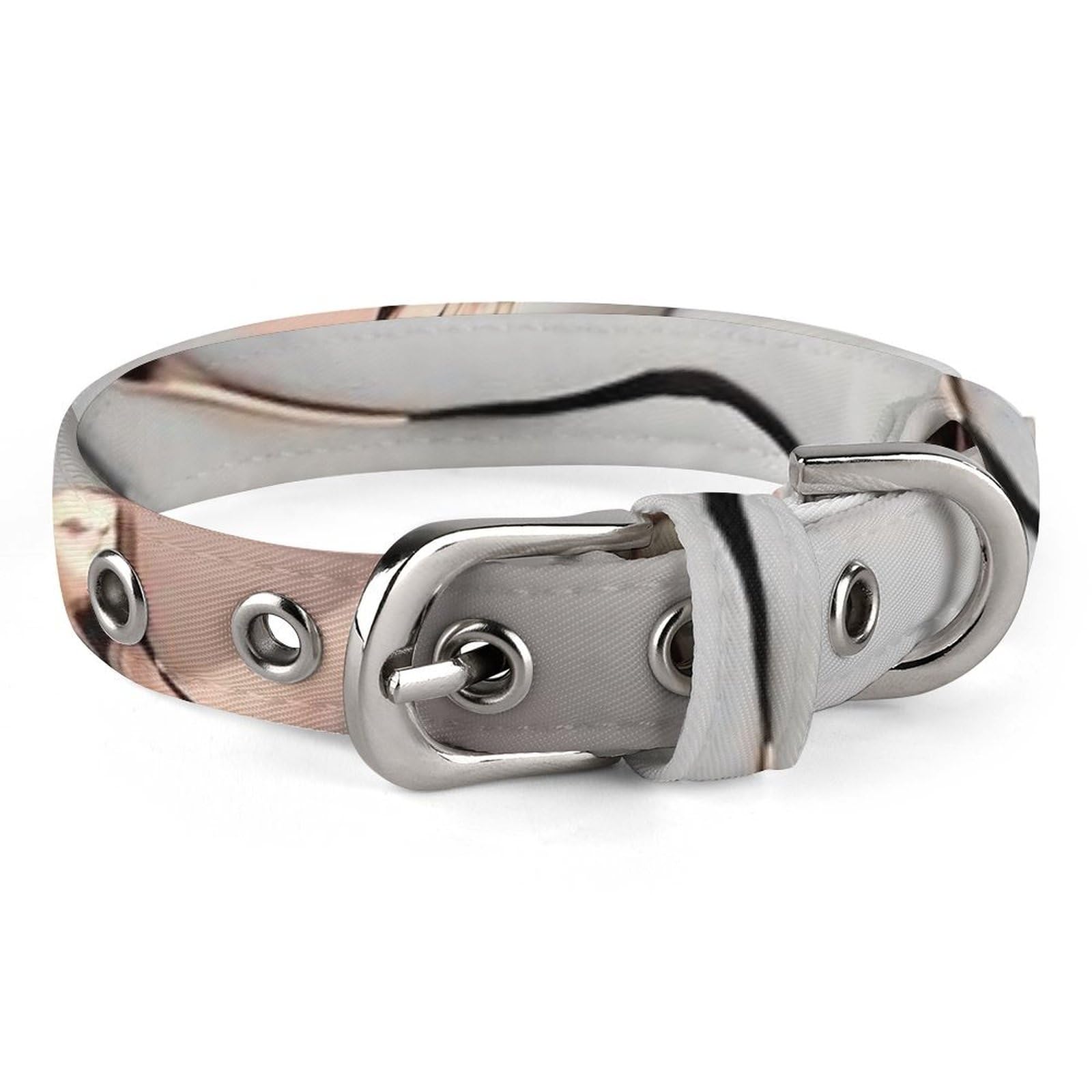 Collier réglable pour chat et petit chien marbre blanc or rose design tendance
