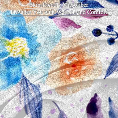 Couverture Polaire Fleur Bleue Pourpre 150x200cm pour Canapé et Lit - 3