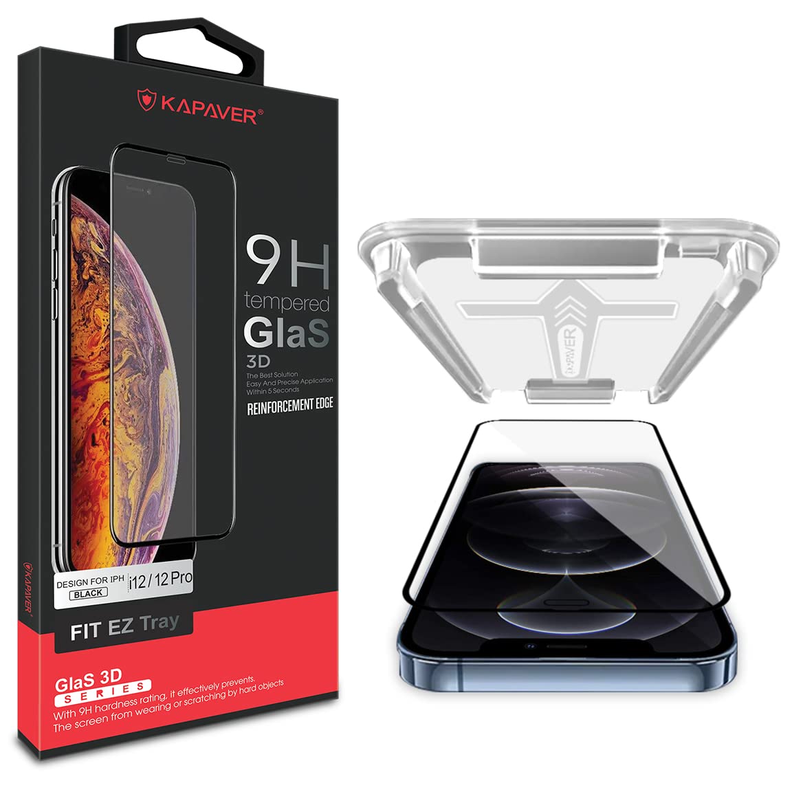 KAPAVER GT EasyDo Tempered Glass Screen Guard Protector for (iPhone 12/12 Pro (Clear) (1 Pack))