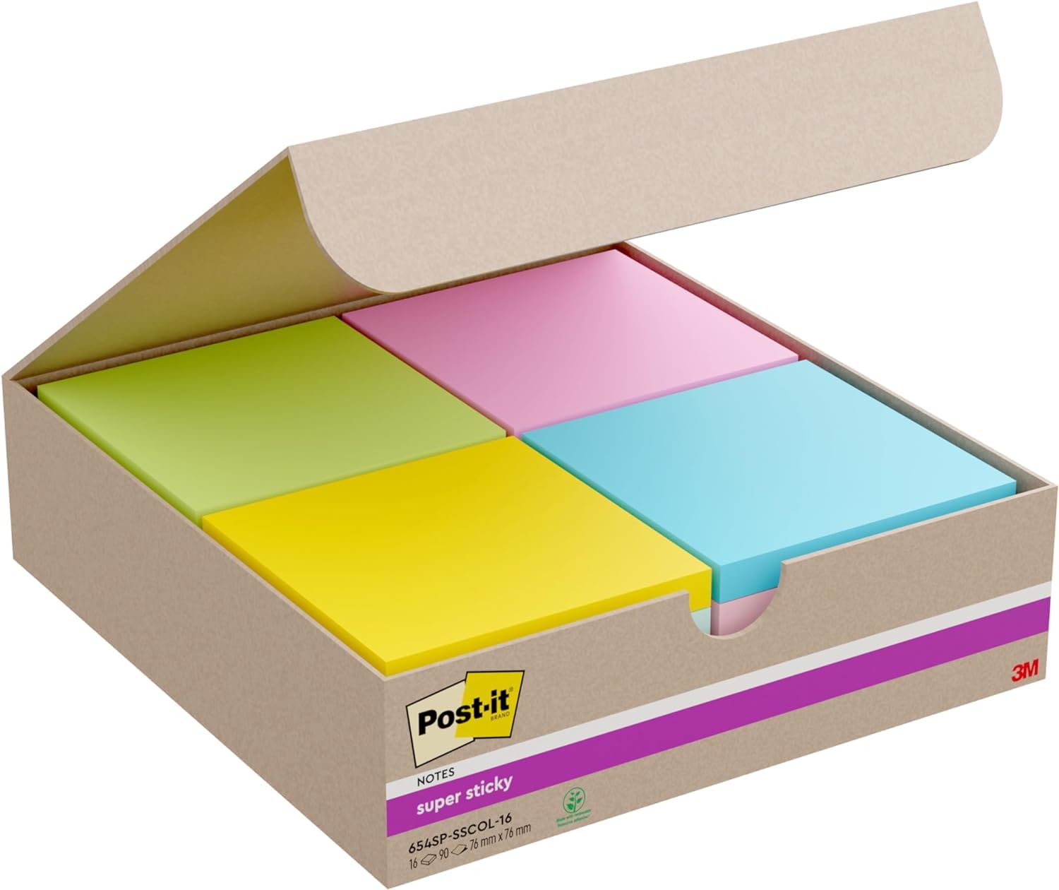 Post-it Super Sticky - 12 Blocchetti, 90 Fogli 47.6x47.6mm, Colorati, Per Appunti E Promemoria - Foto 8