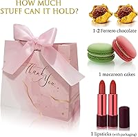 Vista 3 de Paquete de 30 pequeñas bolsas de regalo de agradecimiento, bolsas de regalo de fiesta con patrón de mármol con lazo rosa, 4.5 x 1.8 x 3 pulgadas