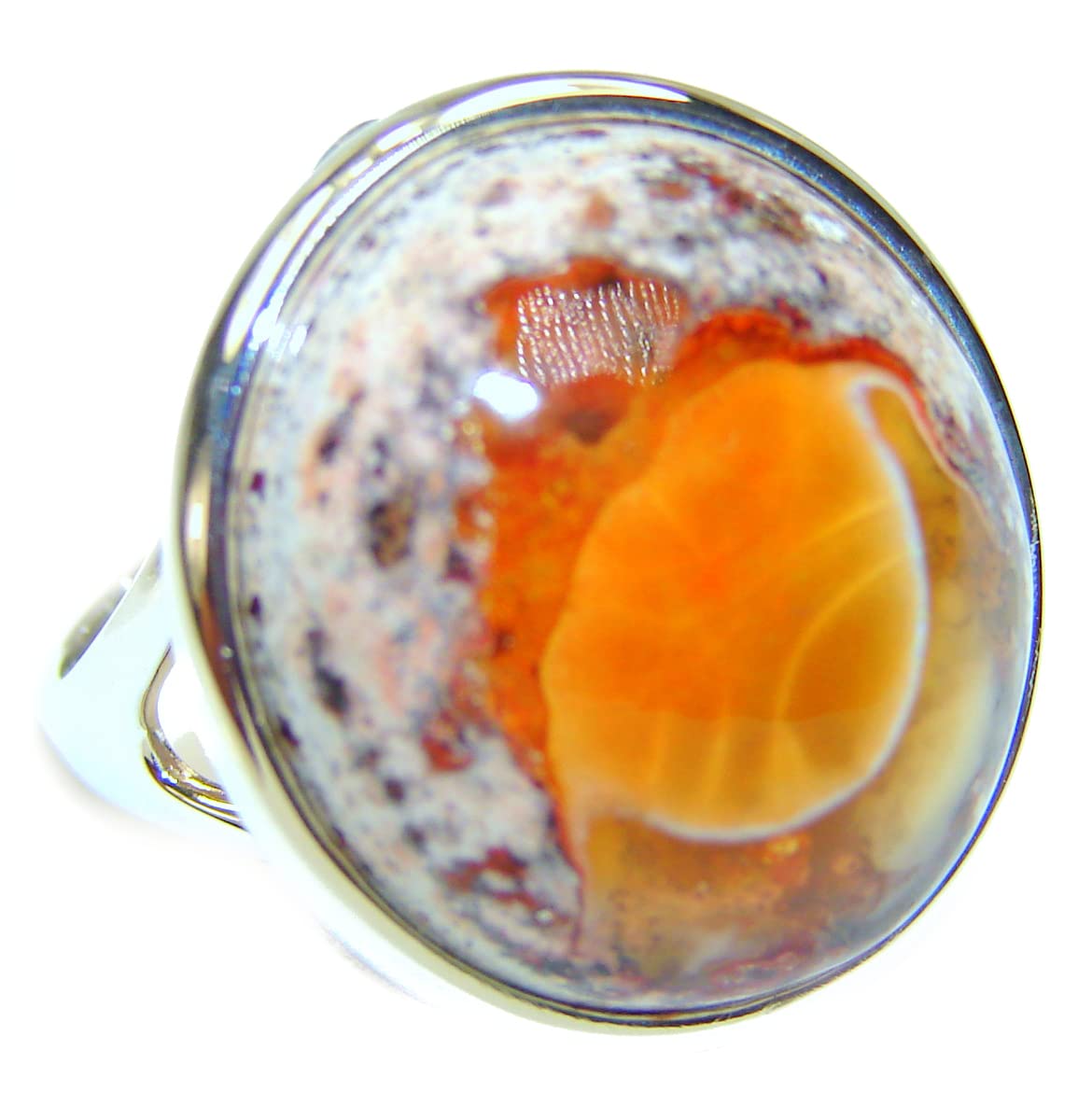 SilverRush Style Mexican Fire Opal Womens Ring 925 Sterling Silver Size: 8 1/4
