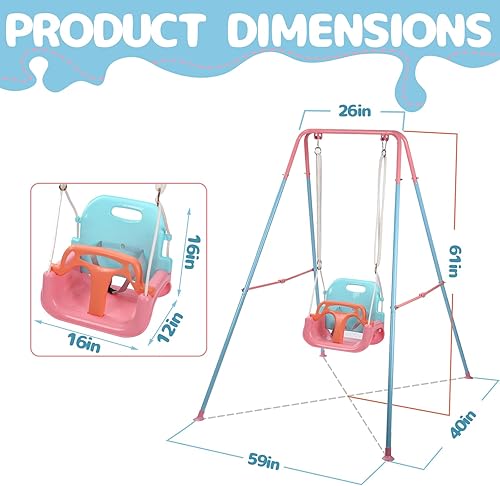 Miniatura 5 de TALECO Gear - Juego de columpios 3 en 1 para patio trasero, columpio de bebé para exterioresinteriores, juego de columpios para niños de 6 meses en