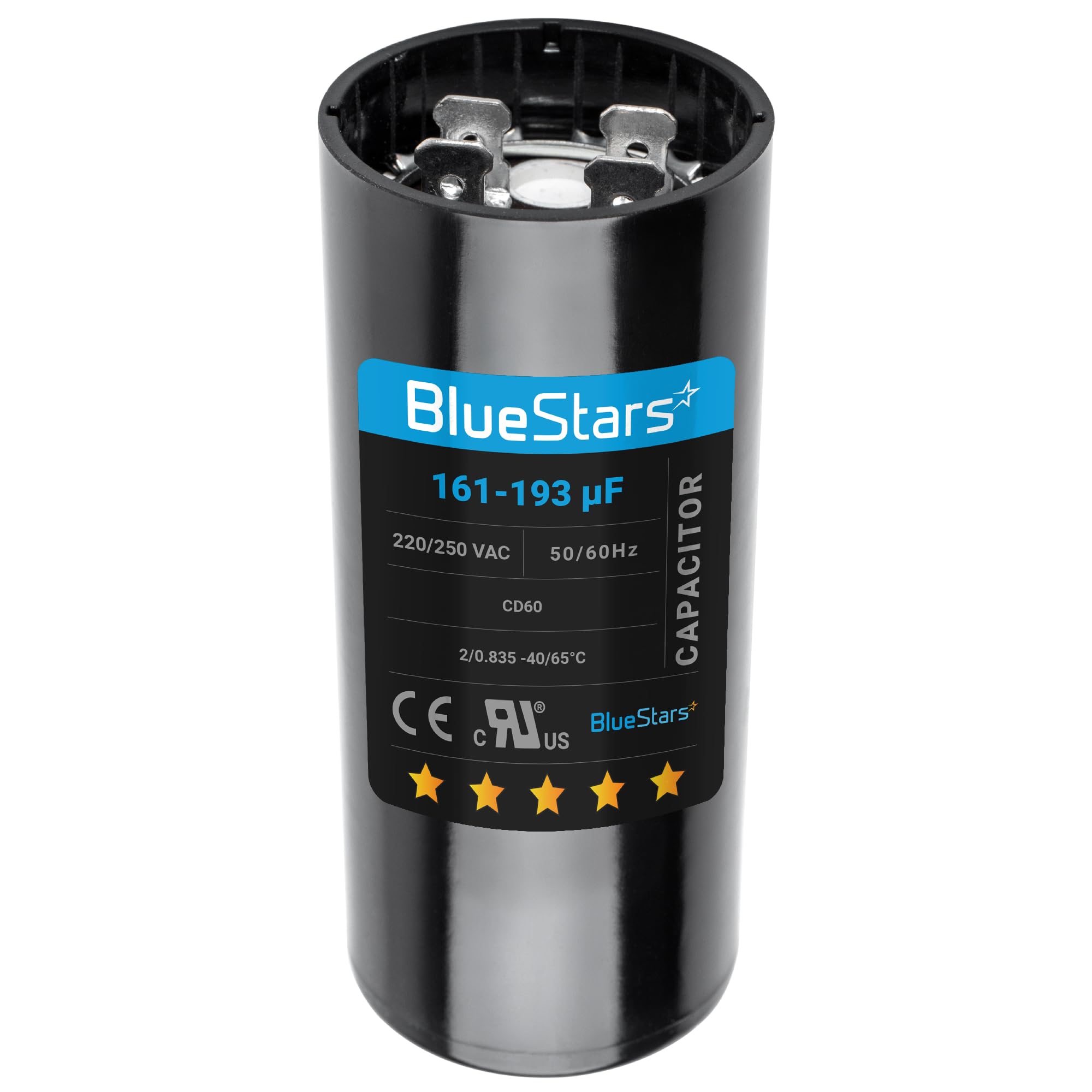 BlueStars Upgraded Version 161-193 uf MFD 50/60 Hz 220-250 VAC Volts Round Start Capacitor - Universal Fit for Air Conditioners - Pack of 1