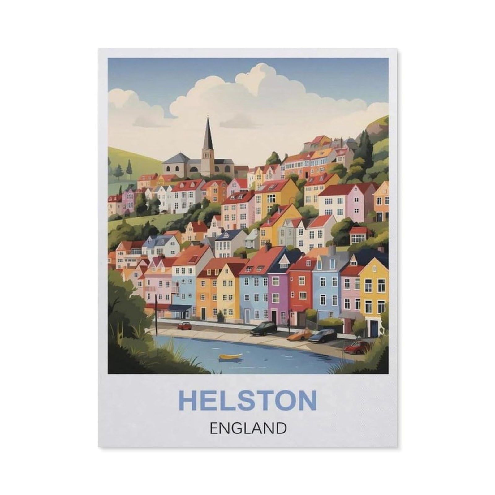 Vintage Metal Tin Sign，Helston England(15x30cm）