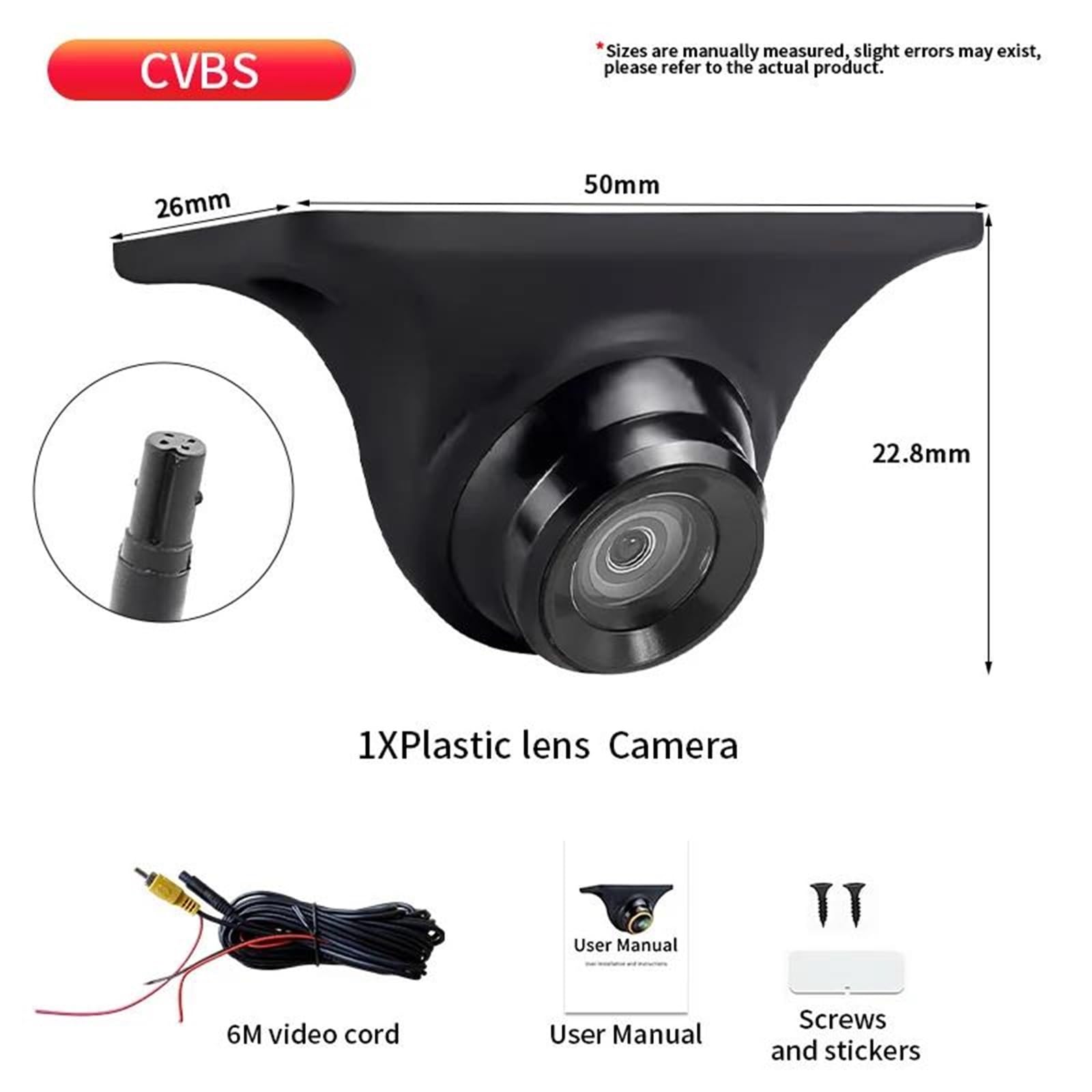 Cámara Trasera Coche Cámara Visión Trasera Coche HD AHD 170° Nocturna Universal Ojo Pez Resistente Al Agua Cuerpo Metal Respaldo Marcha Atrás(017F-CVBS-AHD1080P)