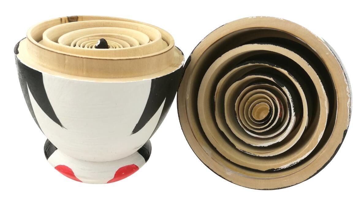 Winterworm Set di 10 bambole matrioska a forma di pinguino a forma di uovo in legno, fatte a mano, giocattolo per bambini, idea regalo