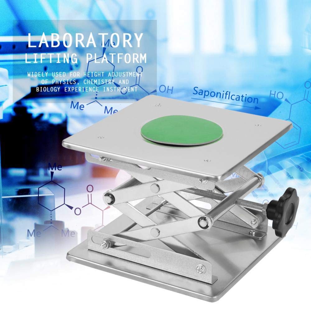 Walfront Sollevatore Laboratorio, 200 * 200mm in Acciaio Inox, Piattaforma di Sollevamento Laboratorio, Altezza Espandibile 80mm a 280mm, Peso Supportato 1782 g