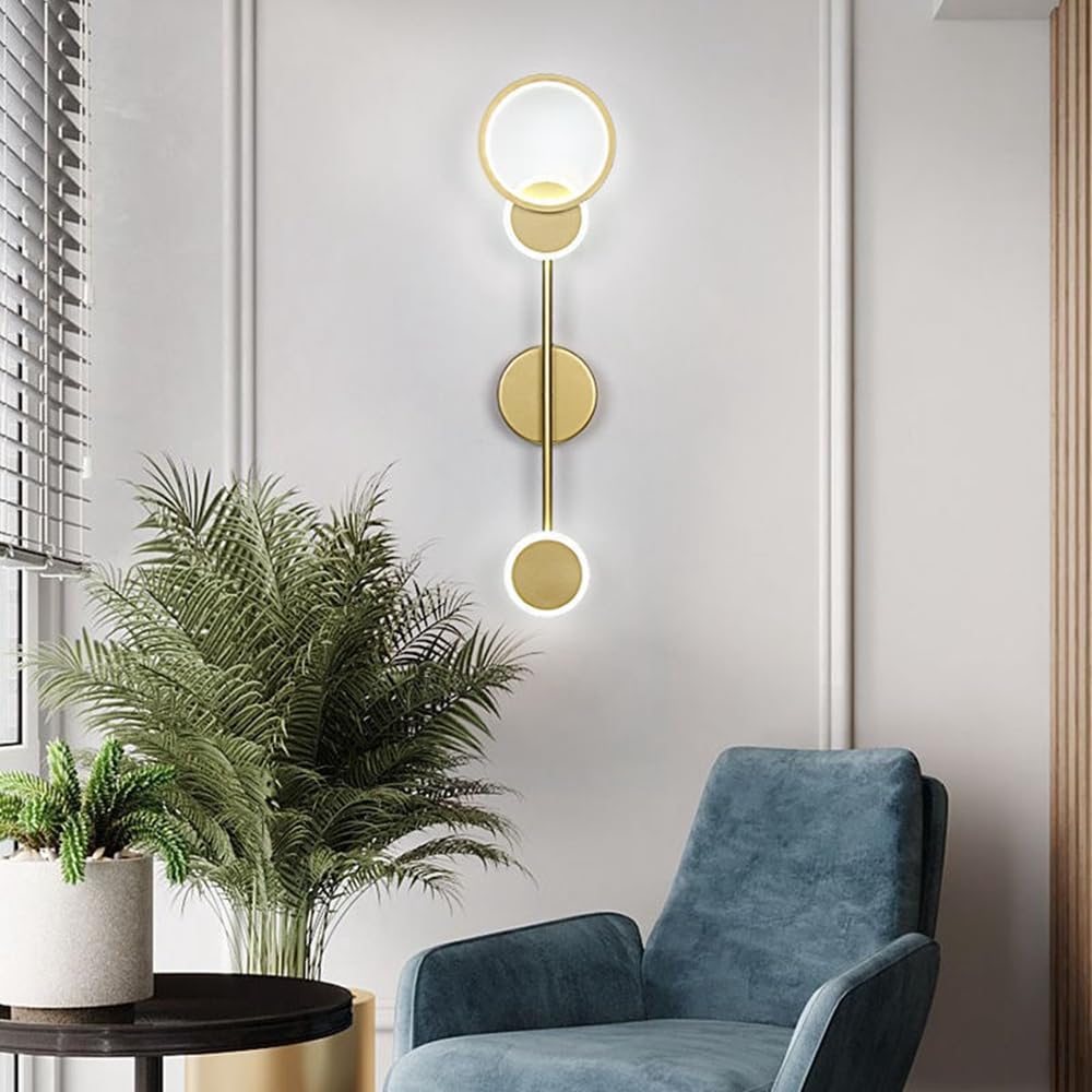 Prettiee Wall lamp, Light Luxury Living Room Background Modern Minimalist Bedroom Bedside Aisle Hotel Corridor Staircase Copper Wall Lamp