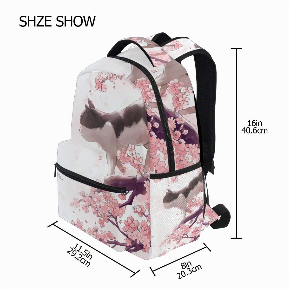 Chat Debout sur Le Sac à Dos d'école de Cerisier pour Le Sac de Voyage de Sac de Voyage d'enfants de Filles de garçons