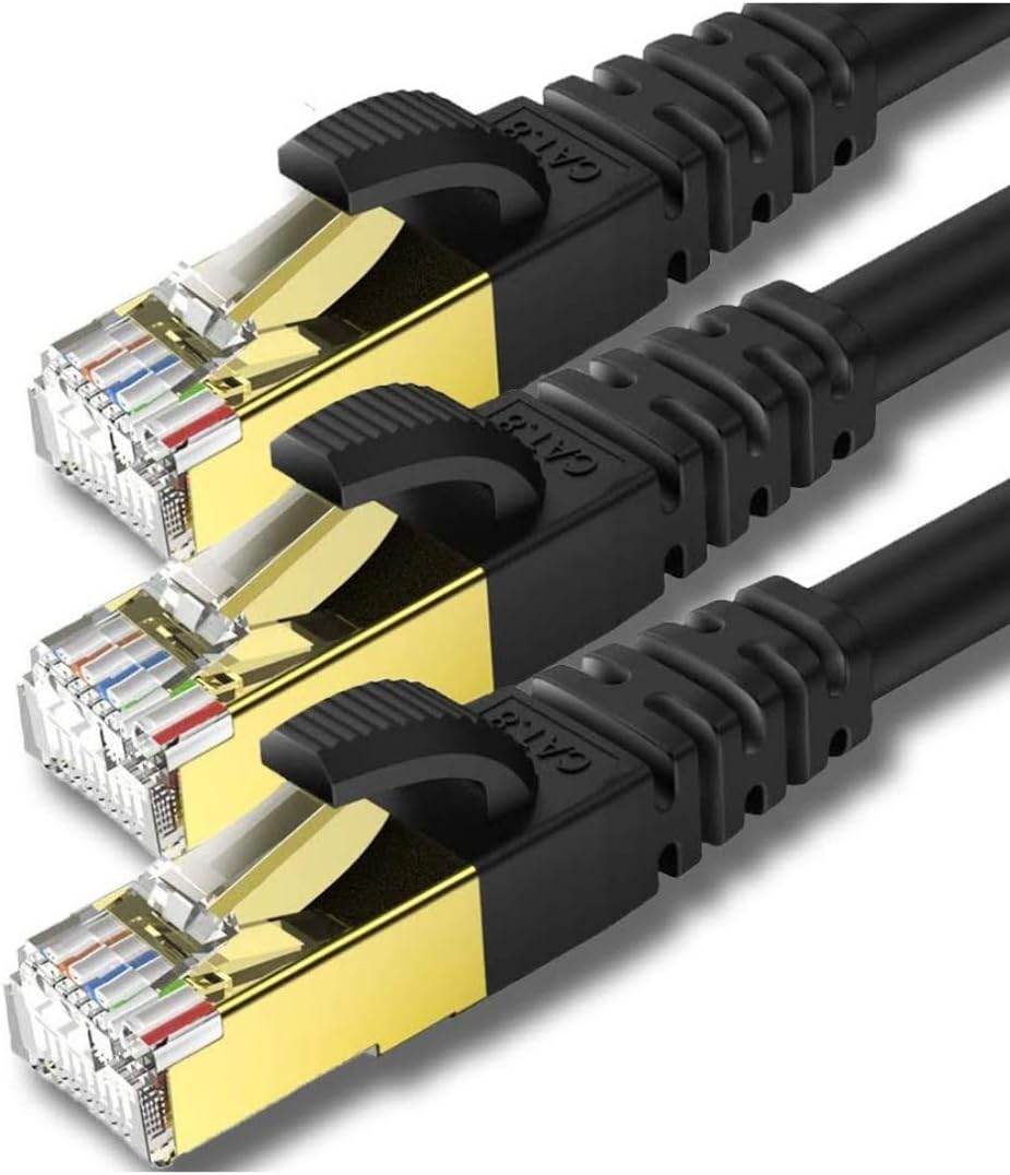 KASIMO CAT 8 Ethernet Cable 5M 3PK Round Network Internet Ethernet LAN Cable,High Speed 40Gbps 2000Mhz SFTP LAN Wires Internet Patch Cable with RJ45 Gold Plated Connector for Switch/Router/Modem