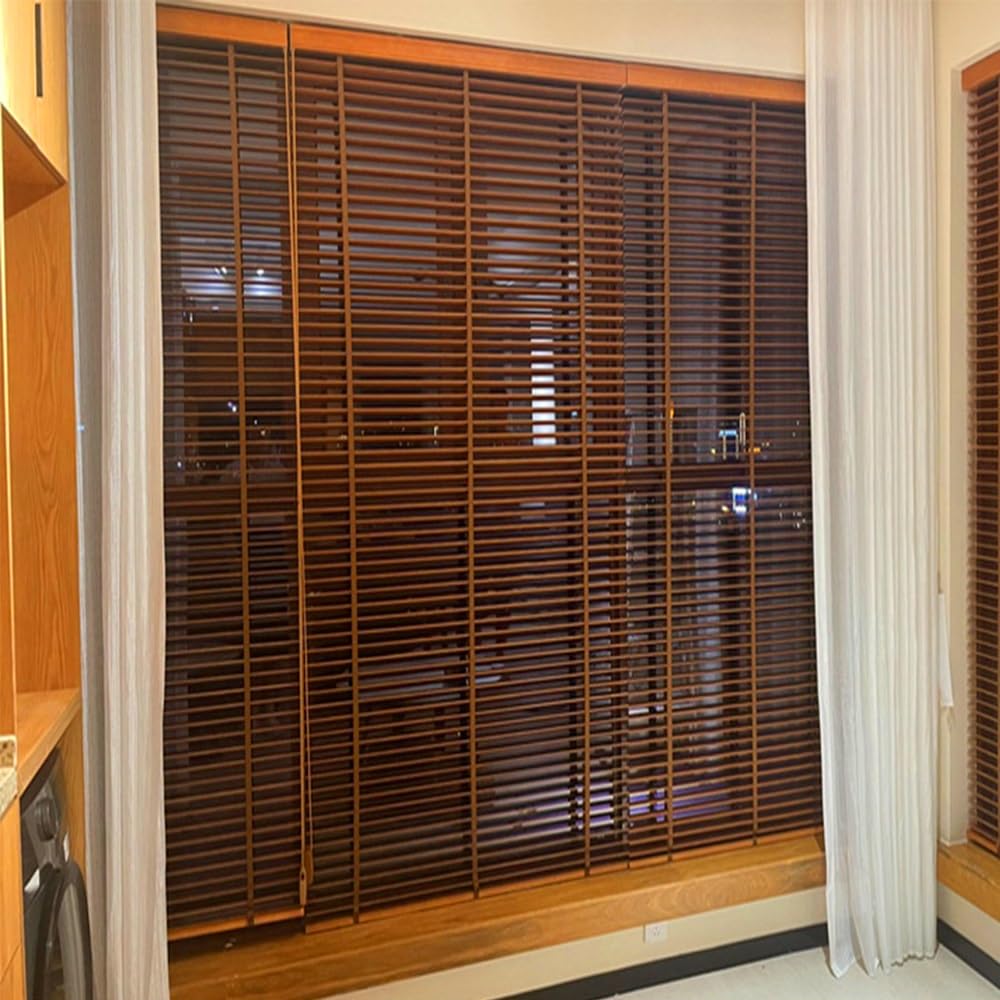 Tenda veneziana in legno, 130 x 22 cm, per interni, orizzontale, per proteggere la privacy e il sole, facile montaggio a parete/soffitto, disponibile in 120/130/140/150 cm