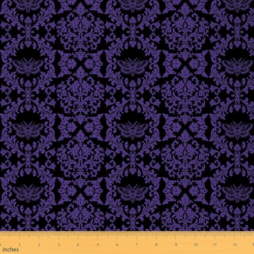 Tissu d'ameublement damassé papillon de la mort motif gothique