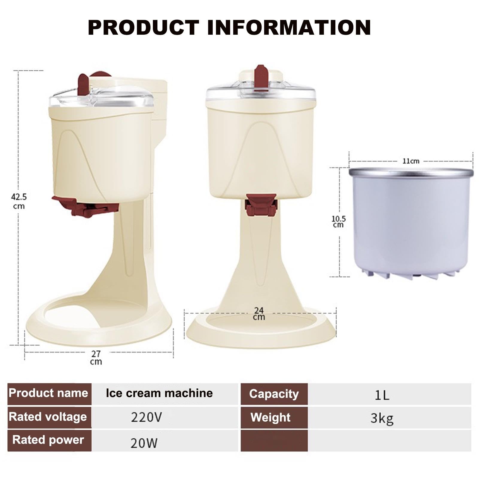 Máquina Para Hacer Helados Con Recipiente Congelador, Mini Máquina Automática De Helado Suave Para El Hogar, Máquina Para Hacer Postres Cremosos De Frutas Caseros