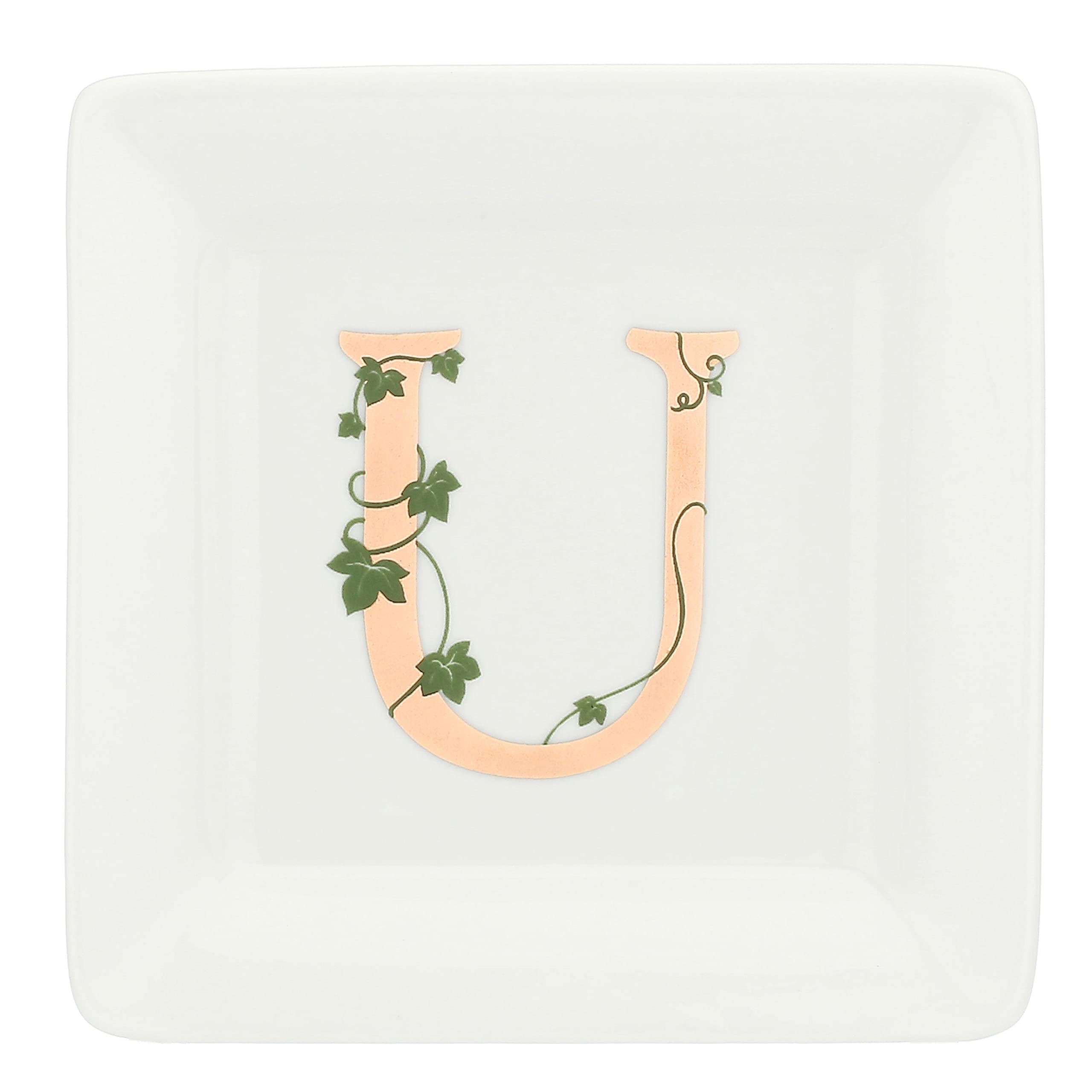 LA PORCELLANA BIANCA PB White Porcelain - Square Saucer Letter U - Home Furniture, Kitchen - Adorato Line - Gift Idea - Porcelain - 10x10xh1,5 cm