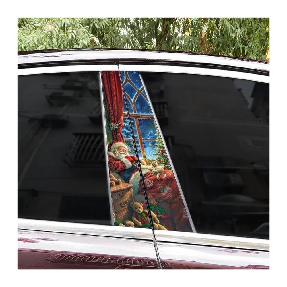 Decorative Items 2pcs Santa Claus Car Center Column Sticker DIY Car B-Pillar Decorative Stickers(I)