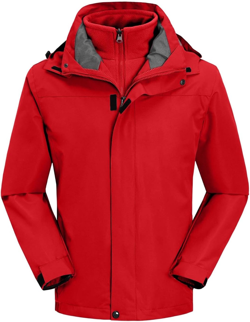Men 3 In 1 Ski Jackets Windproof Waterproof Windbreaker Detachable Removeable Fleece Thermal Coats Hooded Raincoat