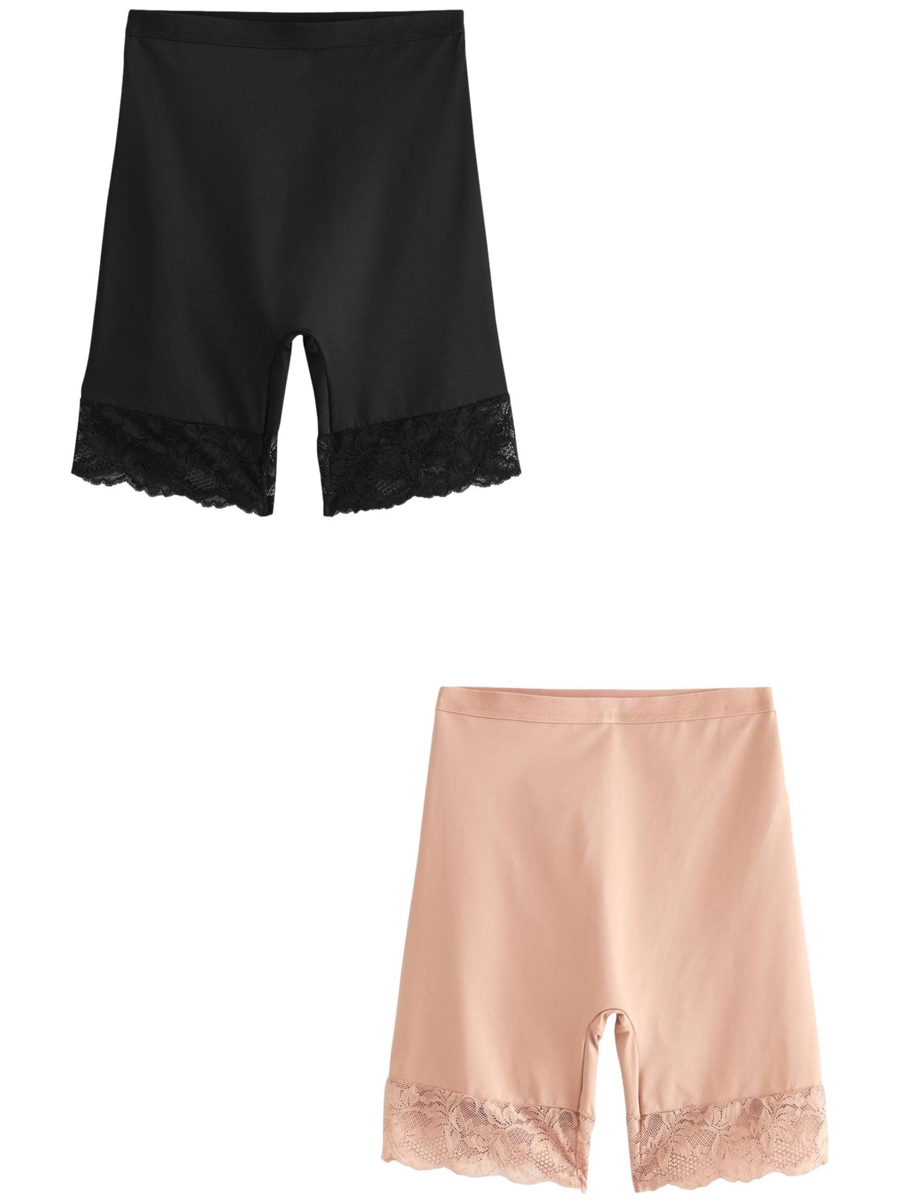 NEXT Mujeres Pack de 2 Pantalones Cortos moldeadores con Parte Posterior de Encaje y diseño Ligeramente Reductor en el Abdomen