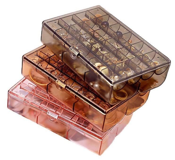 Image of Mini Jewellery Travel Case, Acrylic Jewellery Organizer Box, Small Portable Storage Holder for Rings Earrings Necklaces, Pack of 1