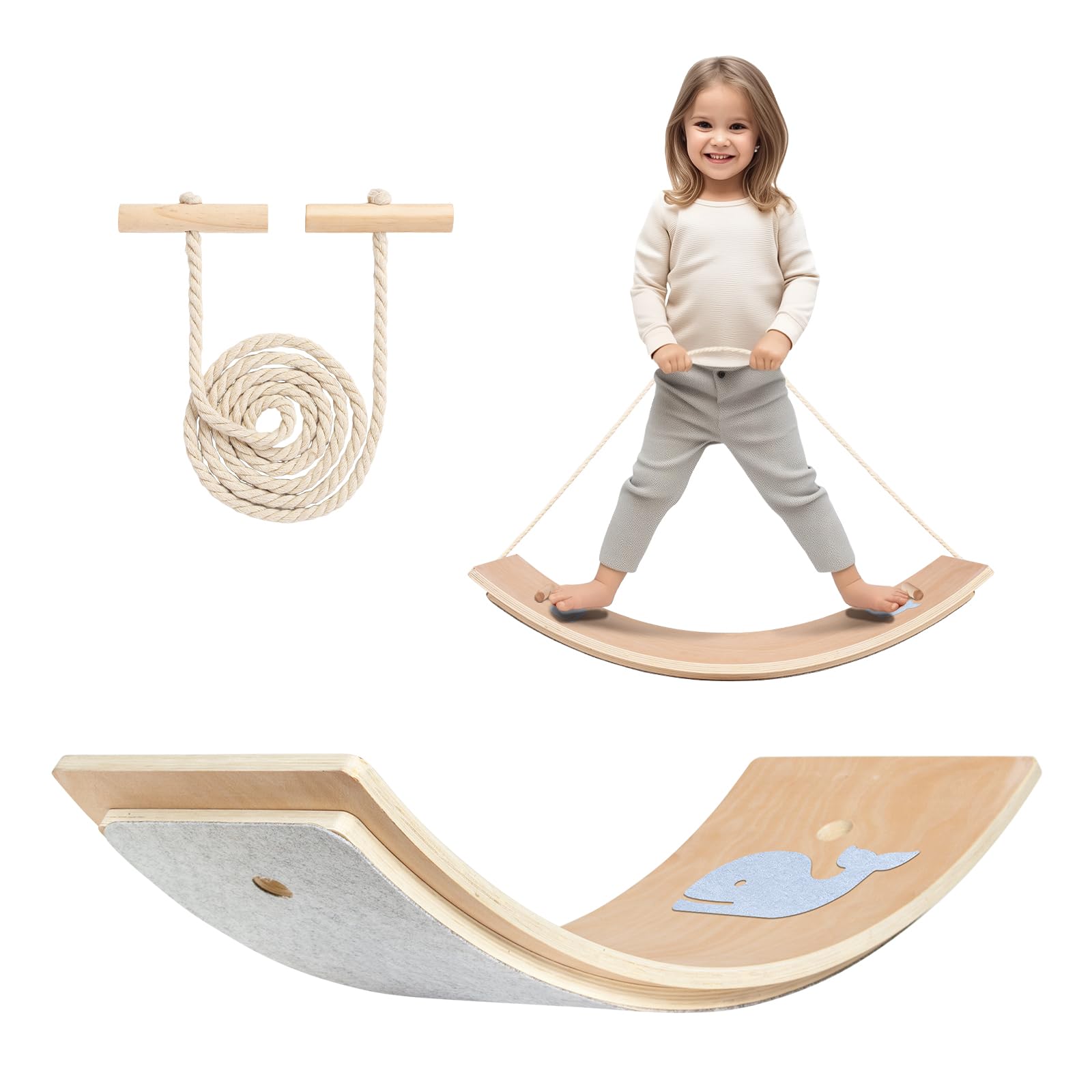 KiddyMoon Planche D'équilibre En Bois Pour Enfants Planche