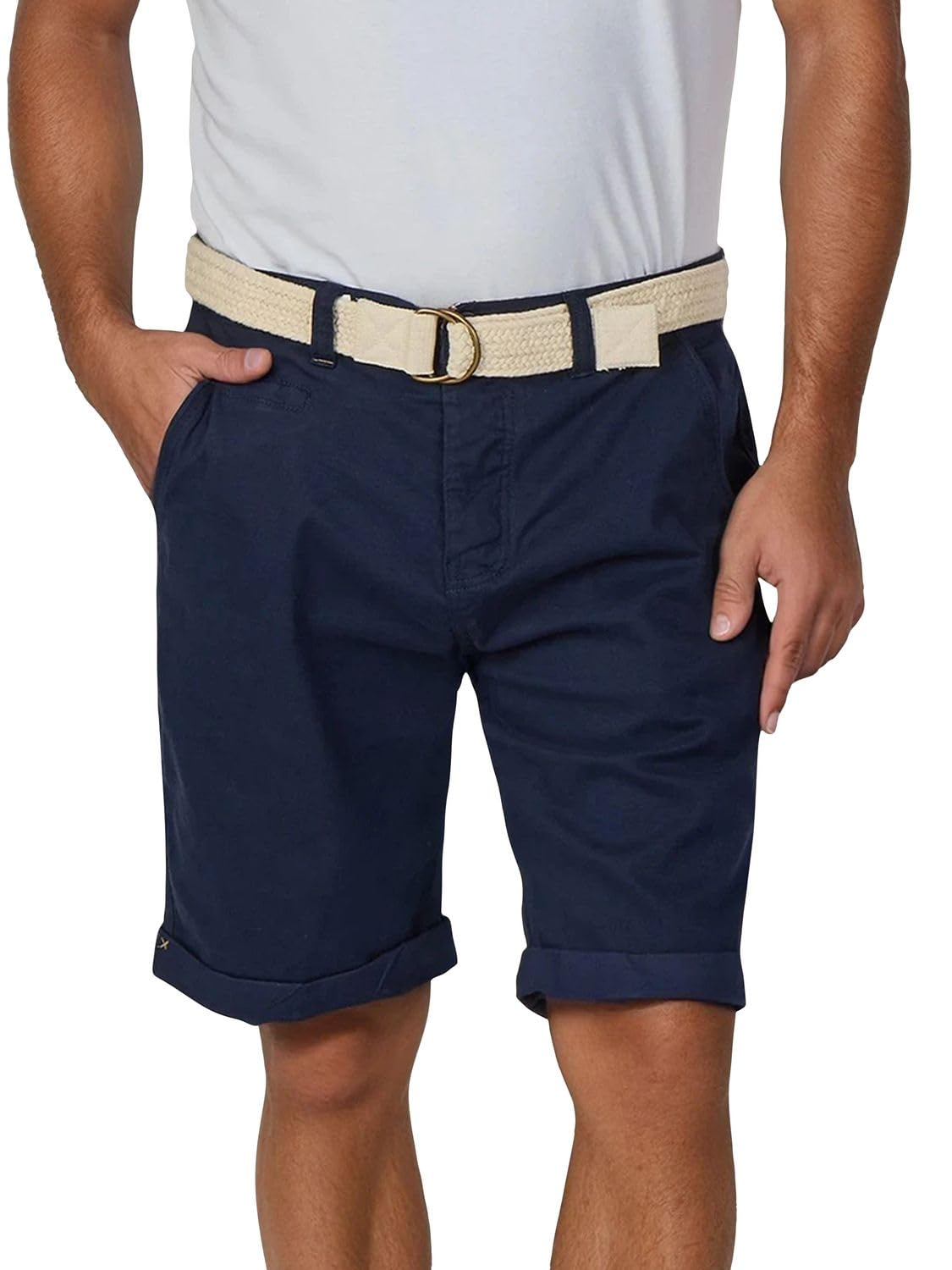 riverso Kurze Hosen Herren Sommer Chino Shorts mit Gürtel Regular Fit RIVHenry Bermuda Stretch Blau Navy Rot Grün Orange Beige Grau 30 31 32 33 34 36 38 40 42 44 46