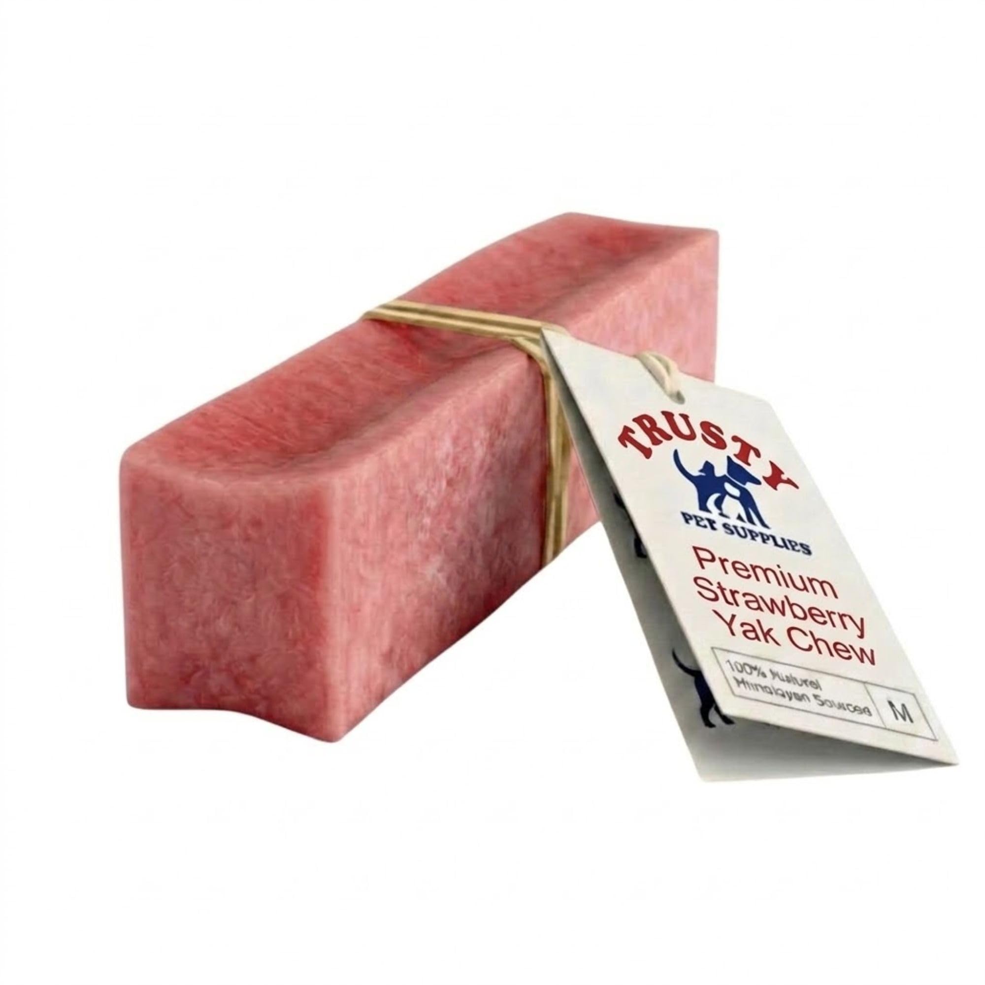 Medium Strawberry Yak Chews for Dogs (Pack of 2) | Yak Chews | Long Lasting Dog Chew | Low Fat Dog Treats | Dog Teeth Chews for Small, Medium and Large Dogs | By Trusty Pet Supplies