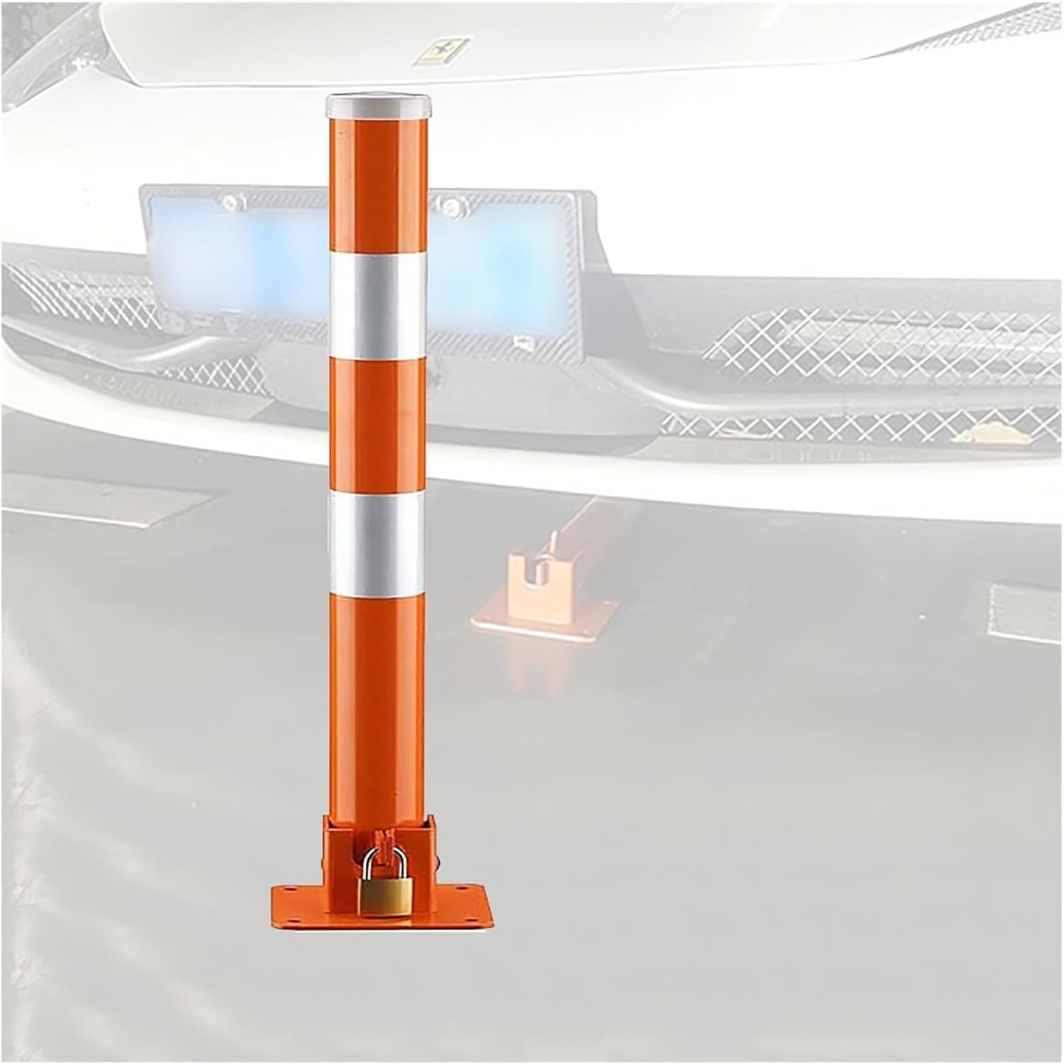 Dissuasore pieghevole per parcheggio con serratura resistente e strisce riflettenti per sicurezza antiruggine e impermeabile (1 confezione da 60 cm x 6 cm)