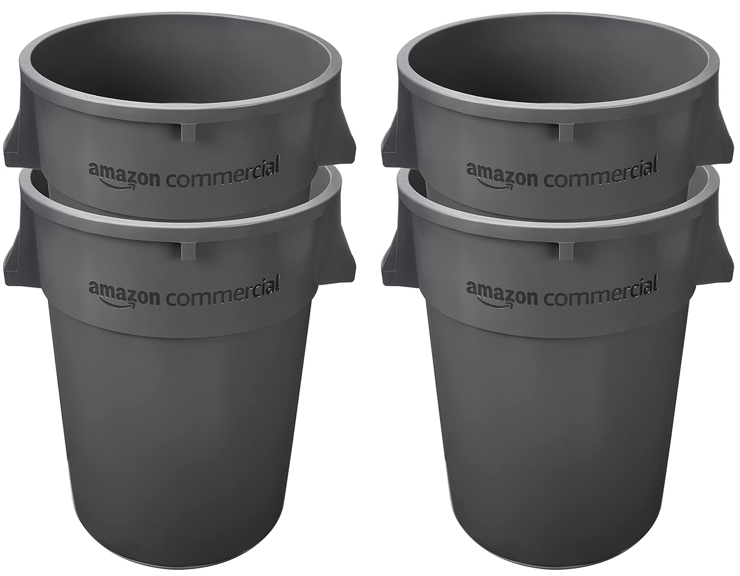 Commercial 44 Gallon Heavy Duty Round Trash/Garbage Can, Grey, 4-pck: Industrial & Scientific