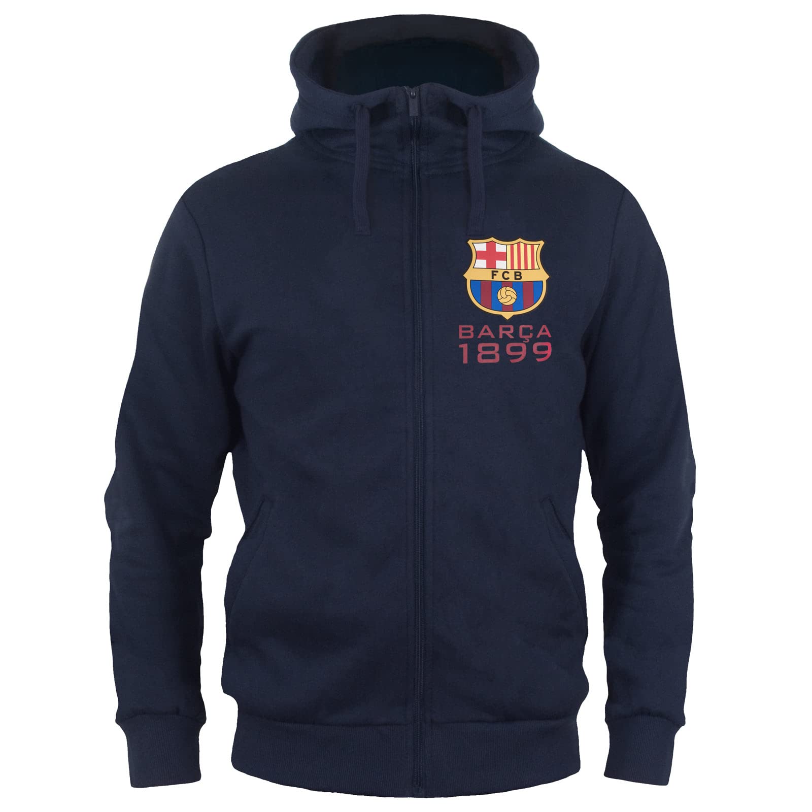FC Barcelona - Sudadera Oficial con Capucha y Cierre de Cremallera - para Hombre - Forro Polar
