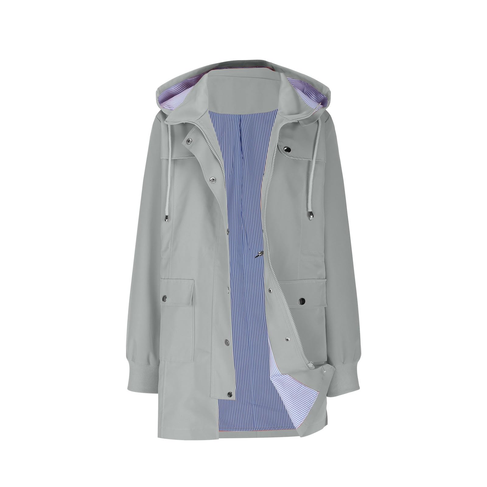 Genérico Chubasquero Poncho Mujer Impermeable,Moda Mujer SóLido Cuello con Capucha Casual Suelta Manga Larga Abrigo Impermeable Chaqueta Abrigo