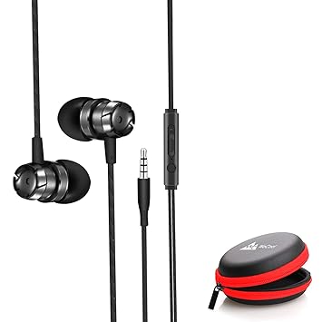WeCool Mr.Bass W001 Snug Fit Metallic in Ear Earphone with Rich Bass and Surround Sound Earphones Wired 3.5 mm Connector Including Carry Case(Black)