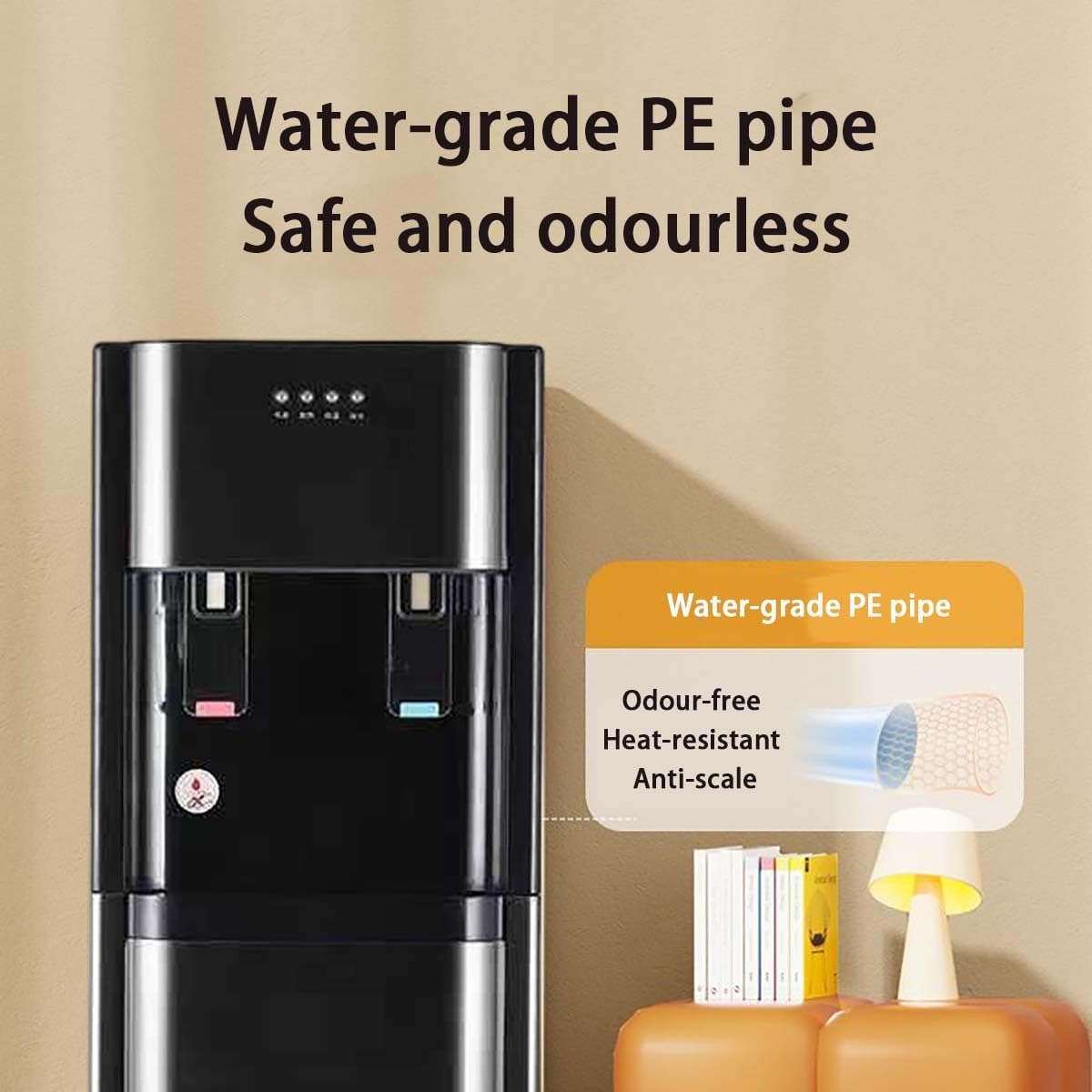 Dispenser d'acqua a caricamento dal basso (tanica da 5 galloni) con funzioni acqua calda e fredda, rivestimento interno in acciaio inox; ideale per casa e ufficio,B
