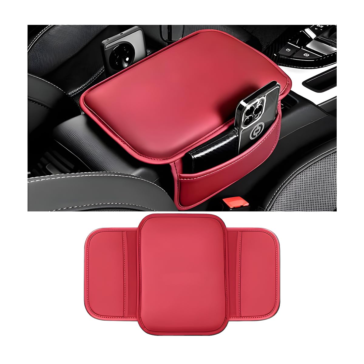 Bittwee Car Arm Rest Cover – Non-Slip, Waterproof Center Console Protector For SUV, Sedan & Truck (Red) - View #8