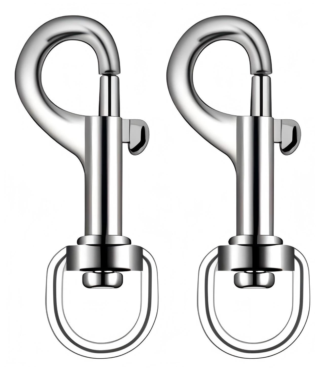 3.2 Inches Flag Swivel Snap Clips, Heavy Duty Eye Bolt Hooks, for Diving/Pet Leash/Key Chain/Flag/Clothes/Camera Strap (Silver 2 Pack)