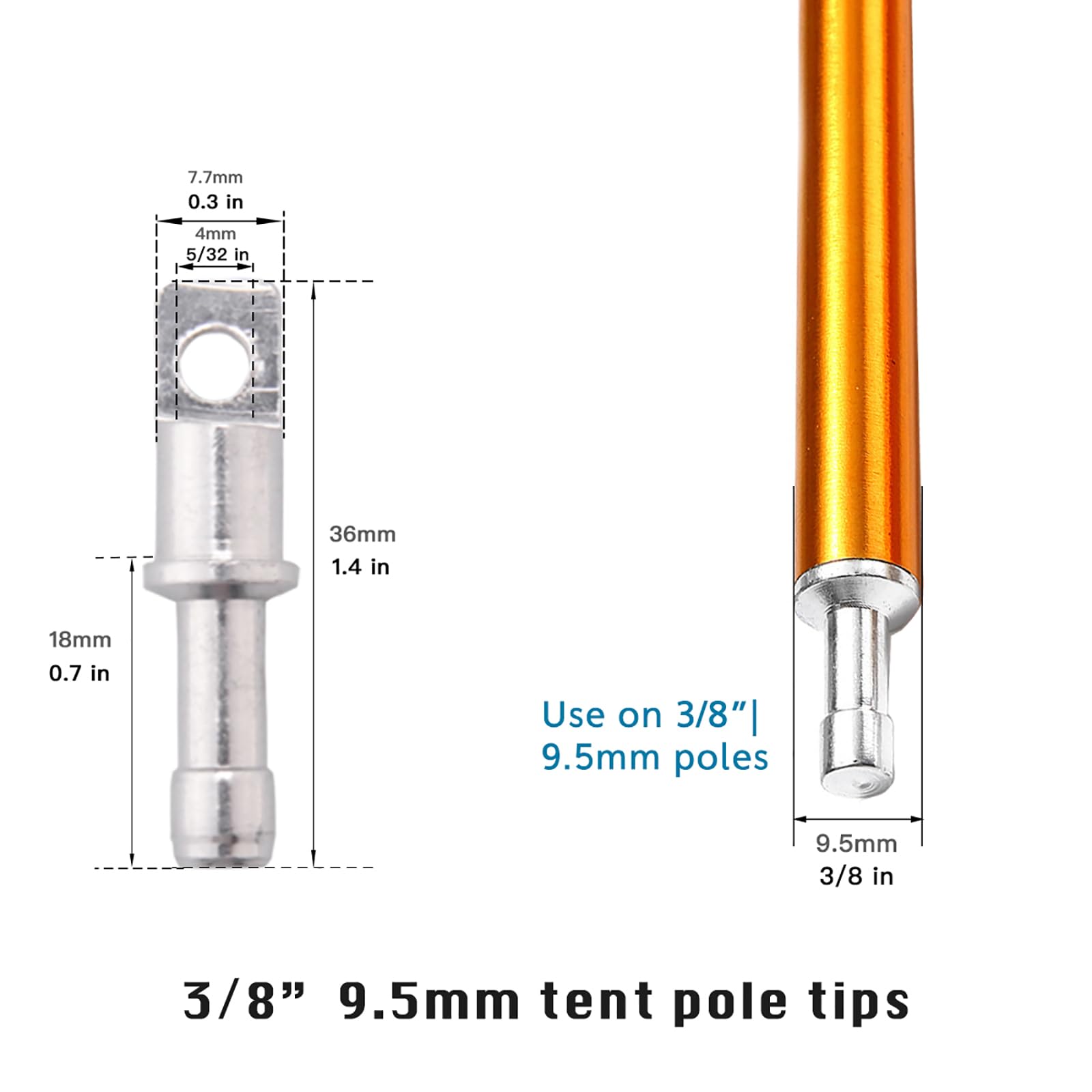 Replace Tent Pole End Tips - Durable Aluminum -2