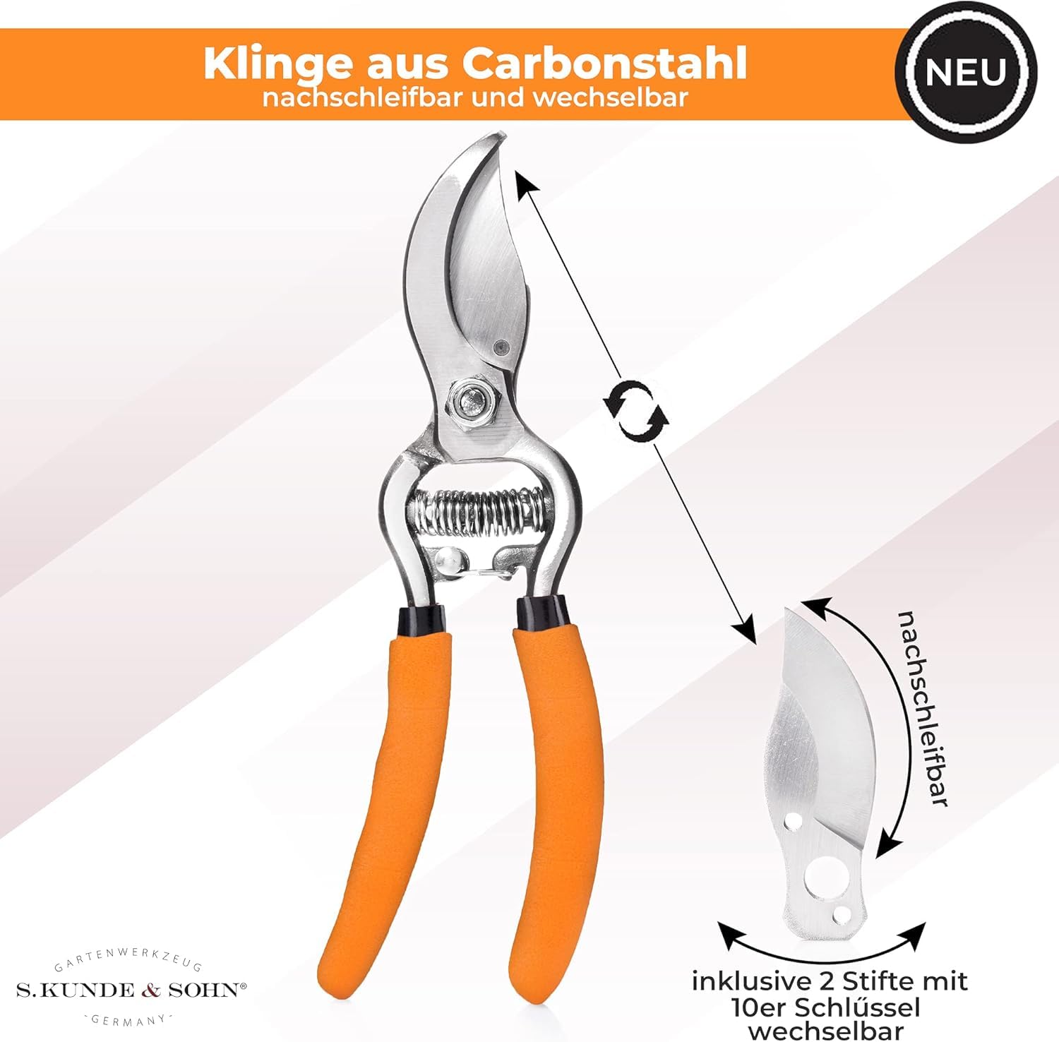 SKS – die leichteste geschmiedete Gartenschere 2ER-Set 2X SKS6 – ergonomisches Design – Bypass – Rosen-Rebschere – ∅20mm – kompl. beschichtet, rostfrei