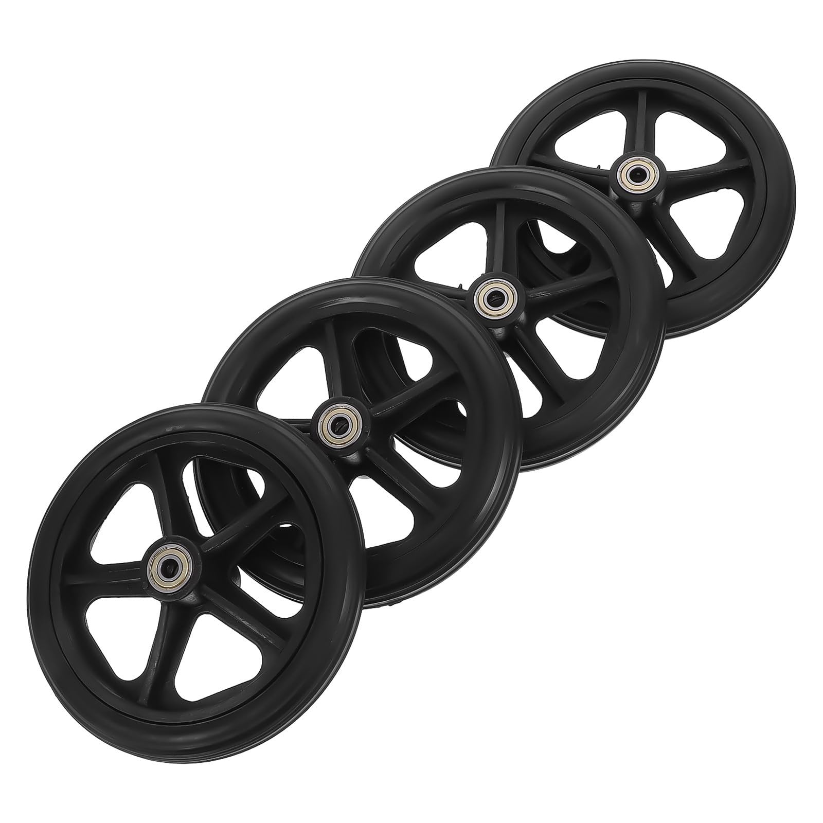 Tofficu Ruedas Delanteras para Silla de Ruedas Negras de Repuesto Rodamiento Silencioso y Material Abs y Acero para Uso Interior y Exterior