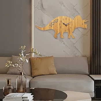 Amazon.co.jp: STARTIST 木製の恐竜の壁時計子供部屋の装飾壁の