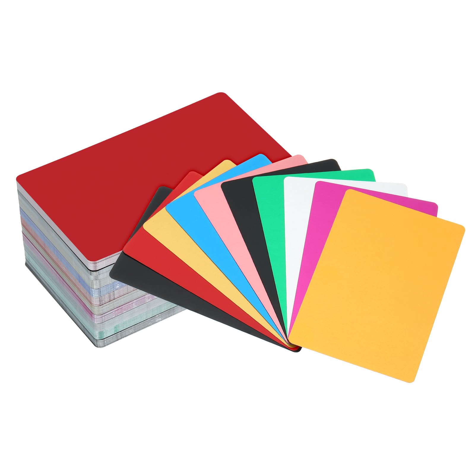 PATIKIL 85.8 x 53.8 x 0.18 mm Metal Business Card, 50 Pcs Aluminum Laser Engraving Blanks Sheets for DIY Gift Office, 10 Color