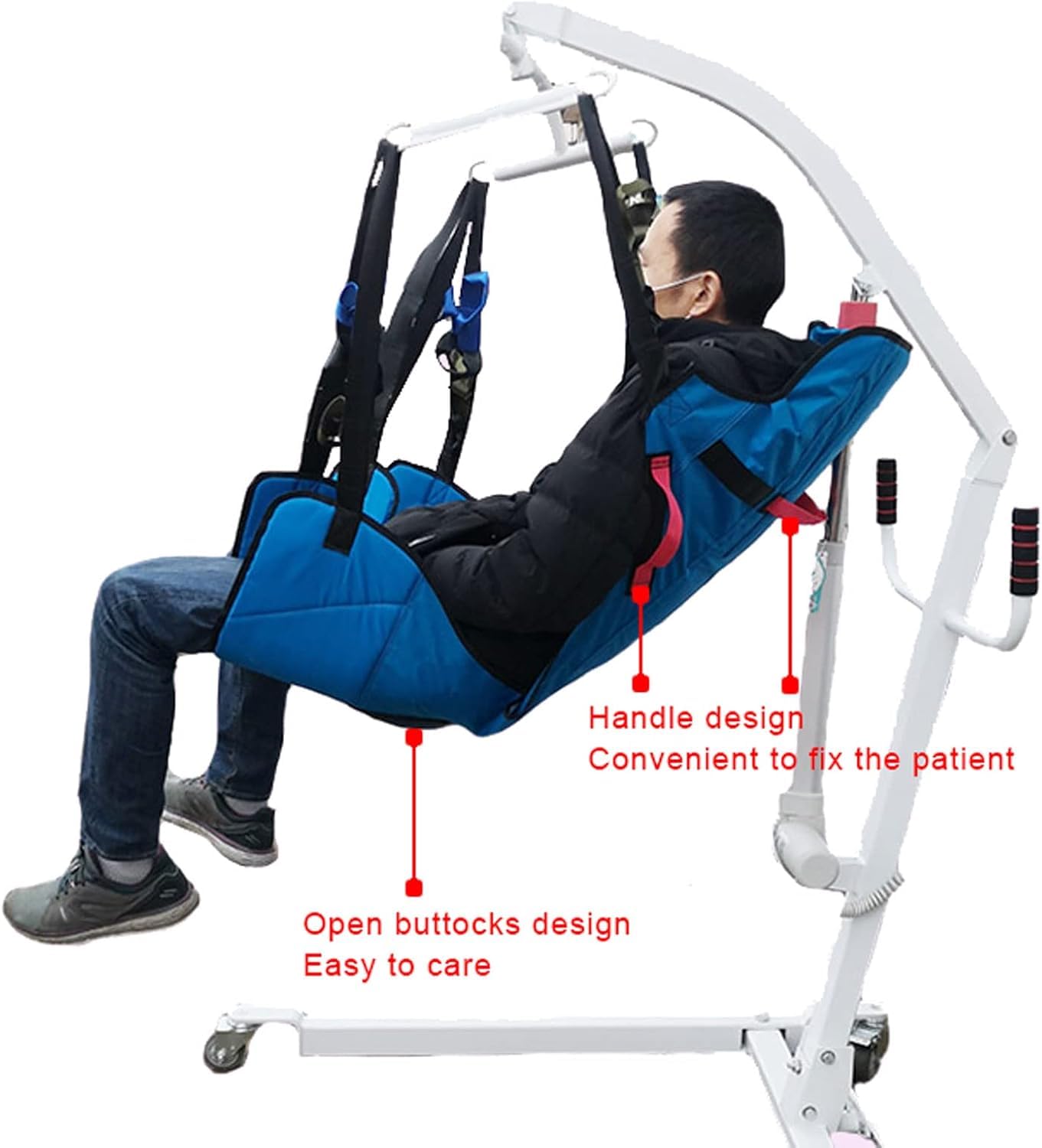 Patientenlifter-hebegurt, Ganzkörper-hebegurt Mit Hüftloch-Design, Hebehilfengurte Mit Kopfstützgriff-Design, Einstellbare Einsatzhöhe, Oxford-stoffmaterial